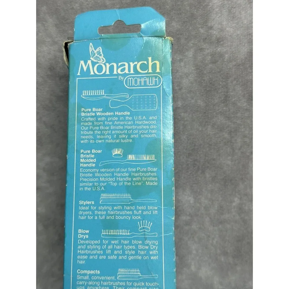 Vintage New‎ In Box Monarch By Mohawk Hair Brush Vanity Comb Prop